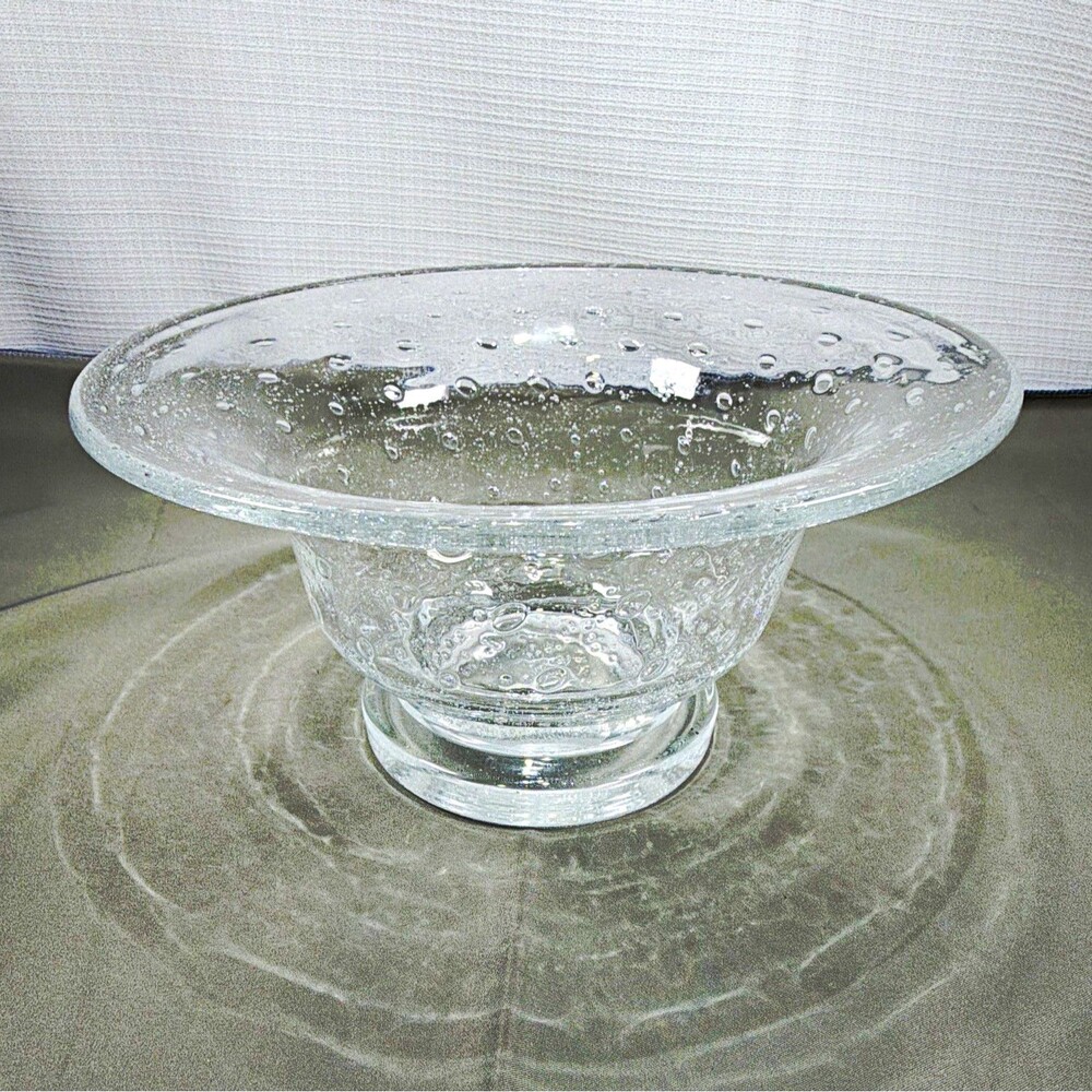 Southern Living Bella Luna Clear Controlled Bubble Glass Footed Pedestal Bowl 8"